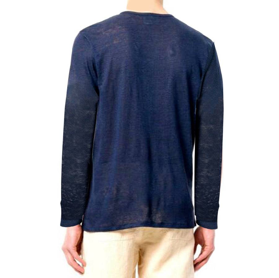 Mc2 Saint Barth T-Shirt Da Uomo In Lino Blu Navy