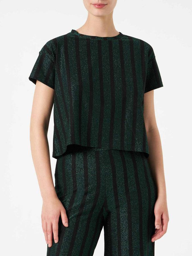 Mc2 Saint Barth Top in maglia a righe glitterate