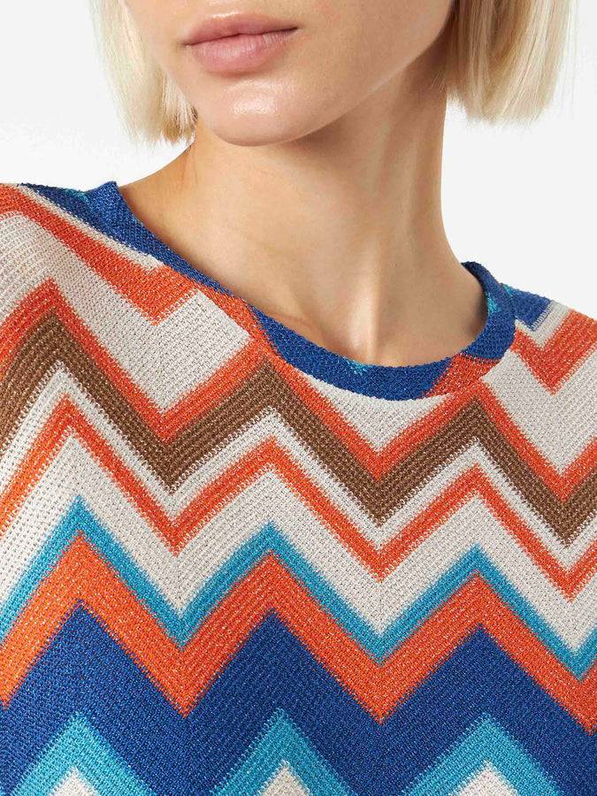 Mc2 Saint Barth Top In Maglia Chevron Arancione
