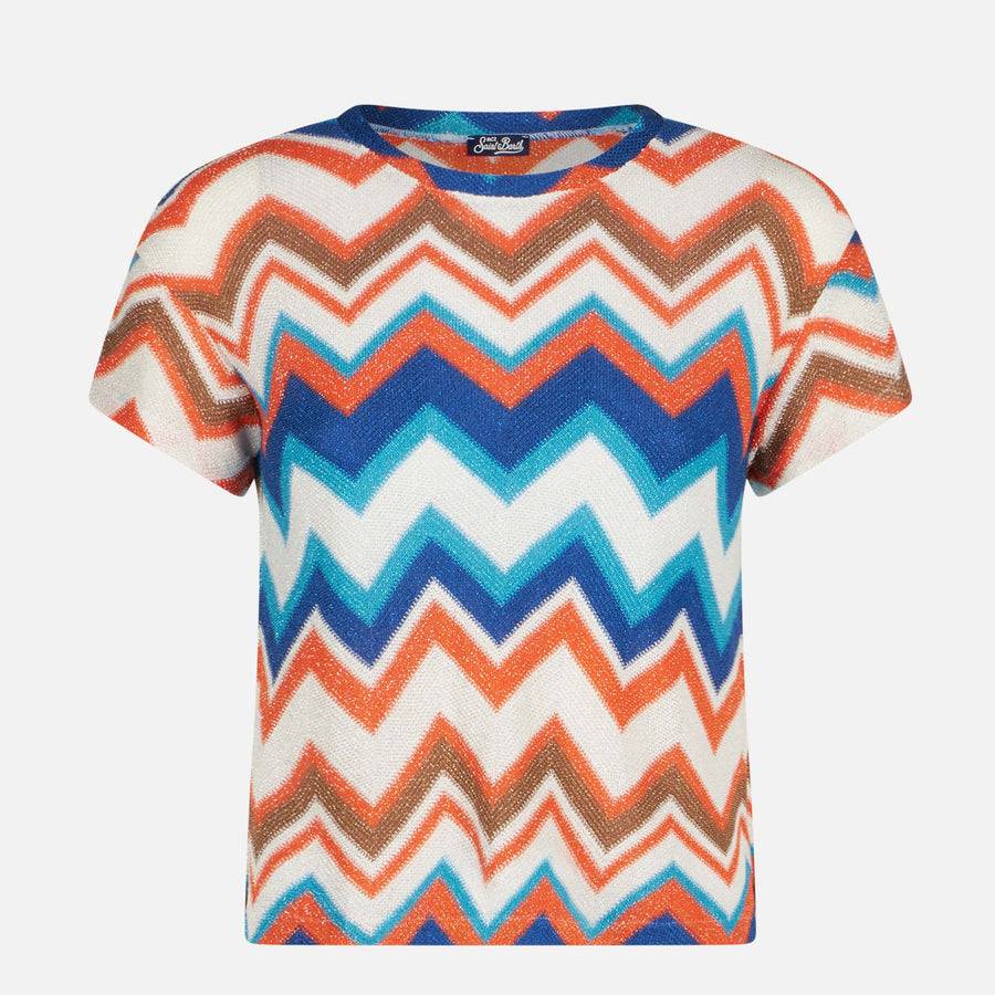 Mc2 Saint Barth Top In Maglia Chevron Arancione