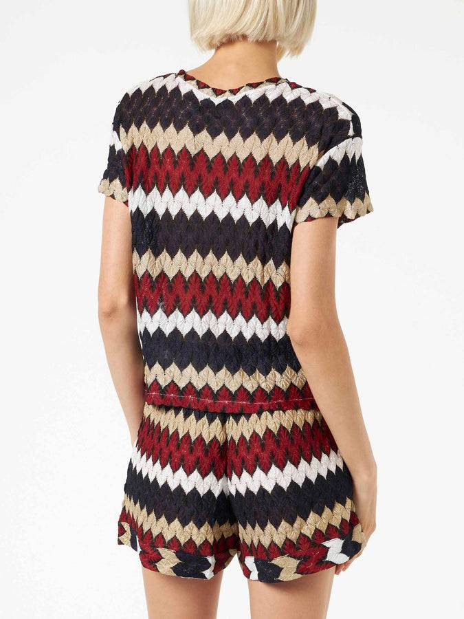 Mc2 Saint Barth Top In Maglia Chevron Bordeaux