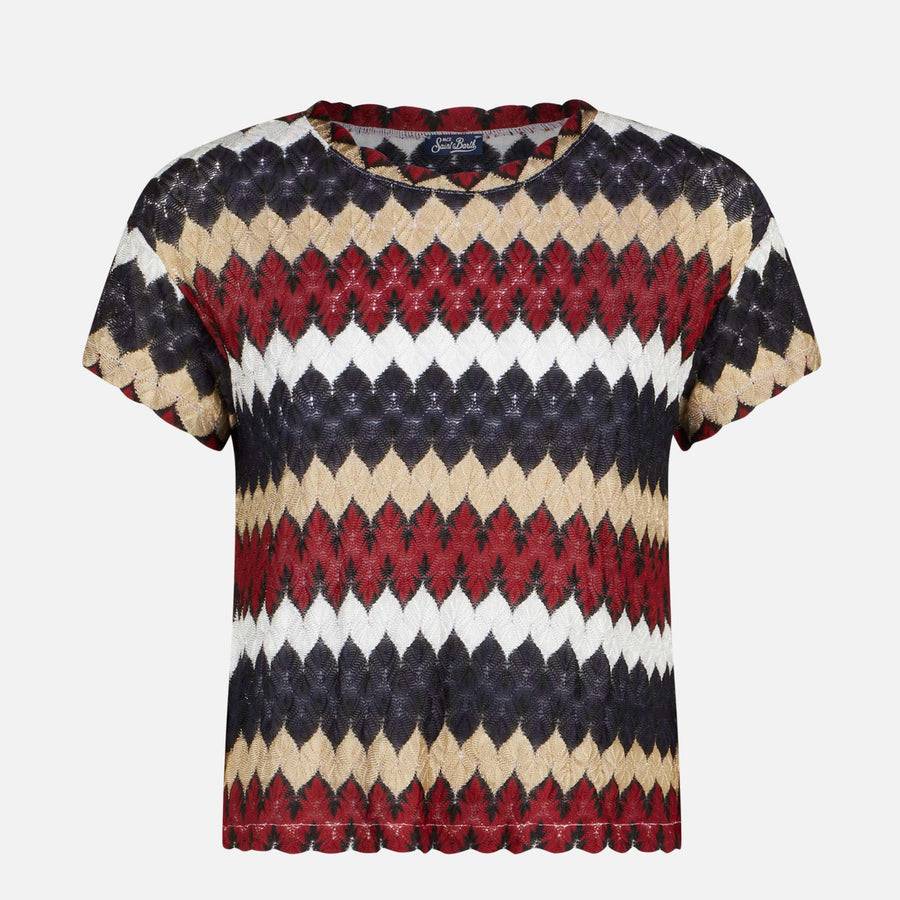 Mc2 Saint Barth Top In Maglia Chevron Bordeaux