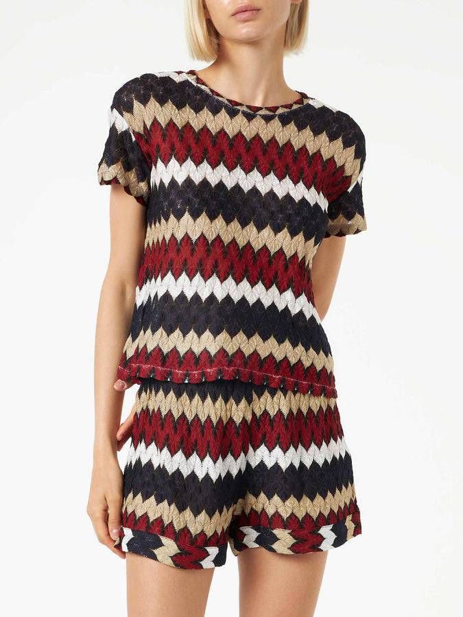 Mc2 Saint Barth Top in maglia chevron bordeaux
