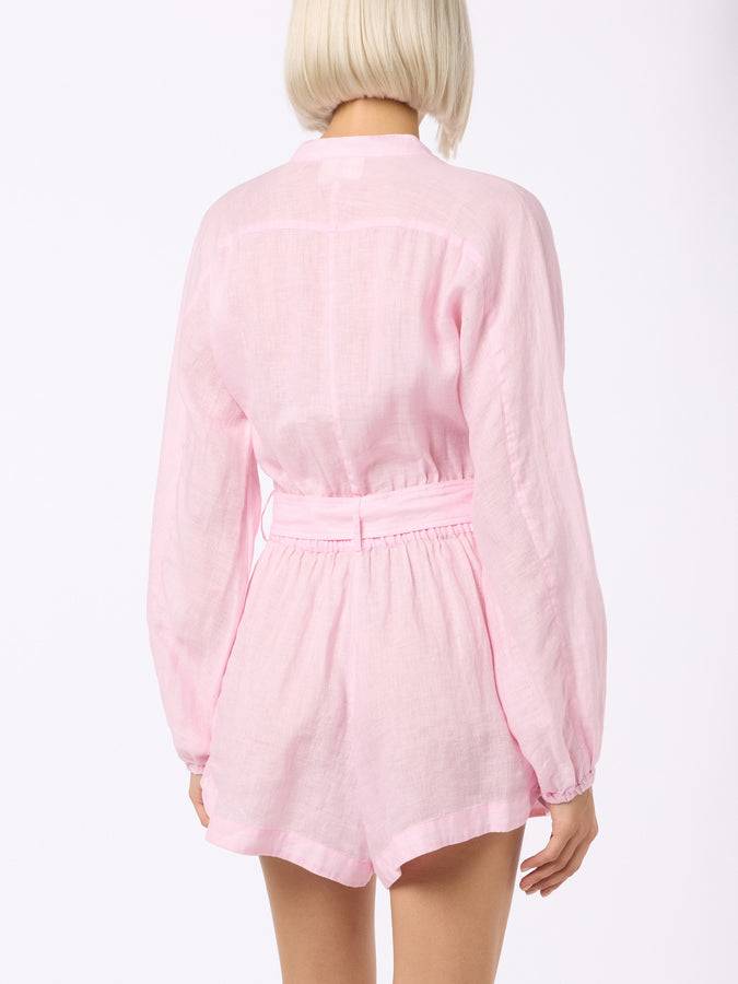 Mc2 Saint Barth Woman Pink Linen Playsuit Hanniel