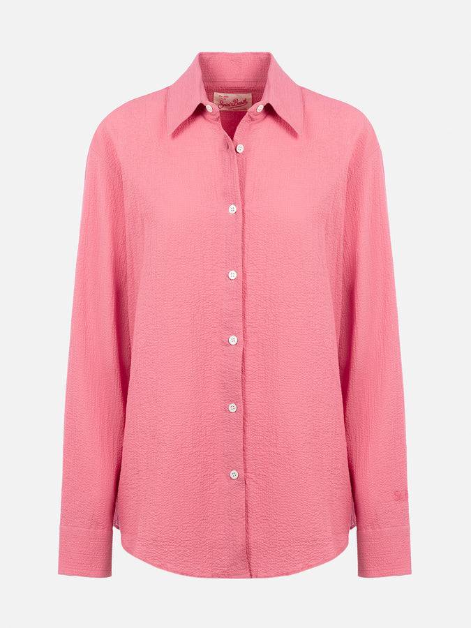 Mc2 Saint Barth Woman Pink Seersucker Shirt Aisha