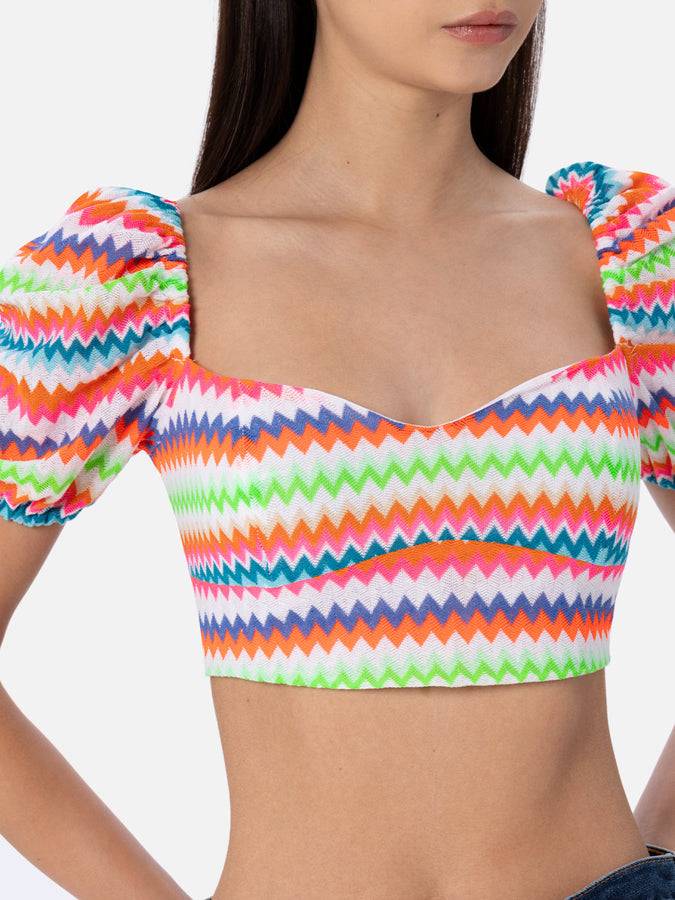 Mc2 Saint Barth Woman Raschel Knit Cropped Top