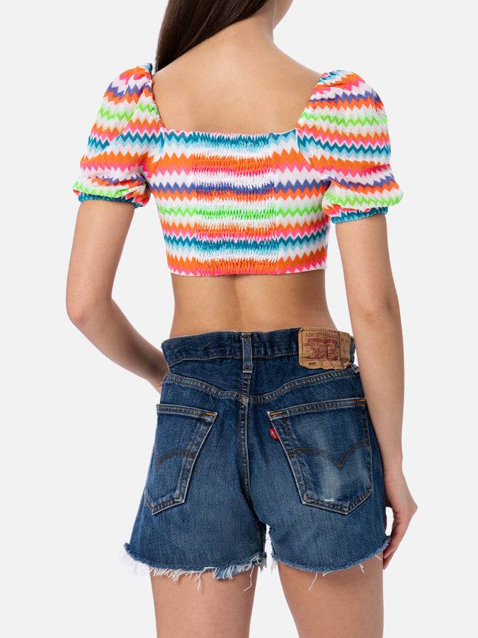 Mc2 Saint Barth Woman Raschel Knit Cropped Top