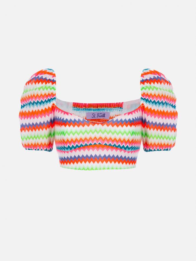 Mc2 Saint Barth Woman Raschel Knit Cropped Top
