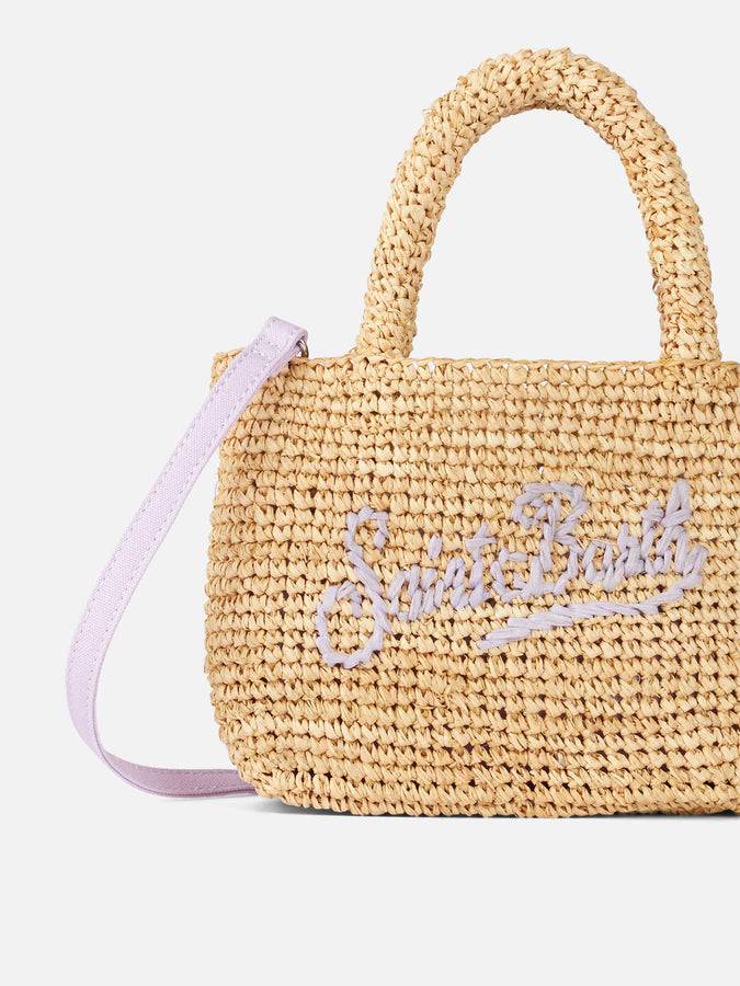 Mc2 Saint Barth Mini Borsa Beach In Rafia Beige Con Pochette In Cotone E Tracolla