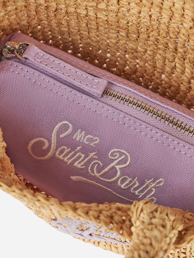 Mc2 Saint Barth Mini Borsa Beach In Rafia Beige Con Pochette In Cotone E Tracolla