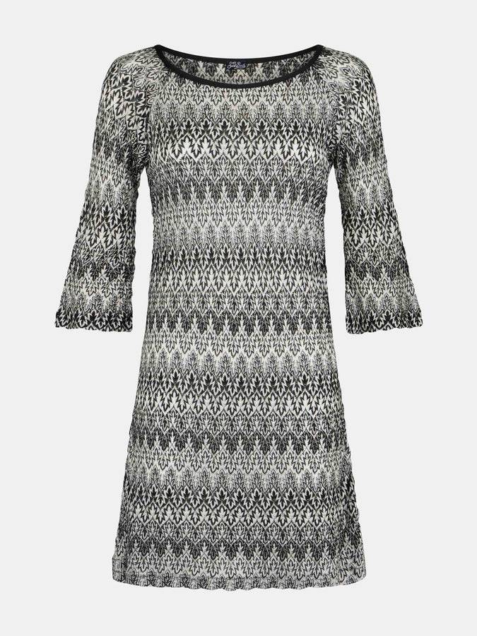 Mc2 Saint Barth Miniabito In Maglia Chevron Bianca E Nera
