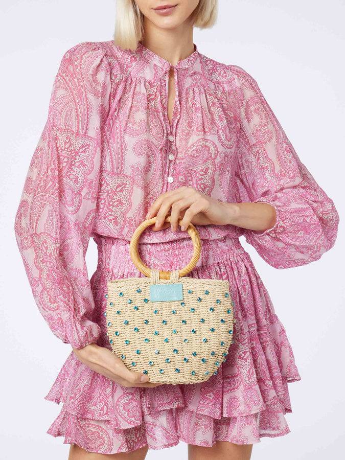 Mc2 Saint Barth Minigonna Da Donna Con Volant In Voile Di Seta Paisley