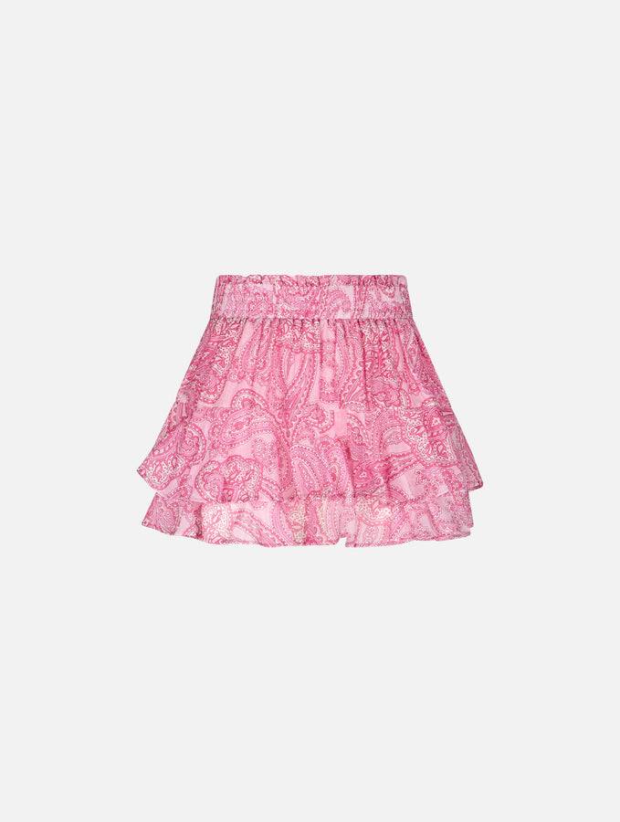 Mc2 Saint Barth Minigonna Da Donna Con Volant In Voile Di Seta Paisley