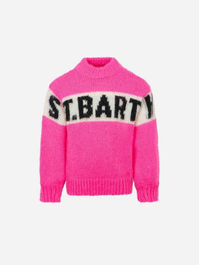 Mc2 Saint Barth Morbida maglia da bambina dalla forma squadrata con stampa jacquard St. Barth