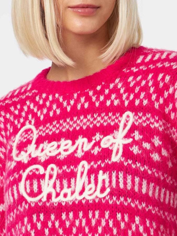 Mc2 Saint Barth Morbida Maglia Da Donna Girocollo Con Stampa Fair Isle E Ricamo Queen Of Chalet