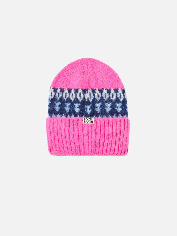 Mc2 Saint Barth Morbido Berretto Da Bambina Con Stampa Jacquard Nordica