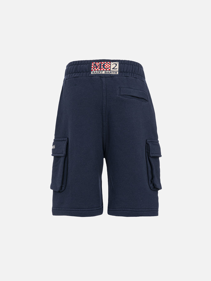 Mc2 Saint Barth Pantaloncini Cargo Blu Navy Da Bambino Cargy