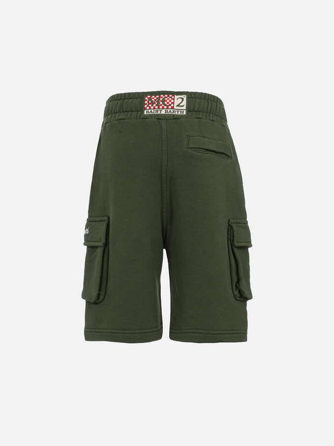 Mc2 Saint Barth Pantaloncini Cargo Da Bambino Verde Militare Cargy