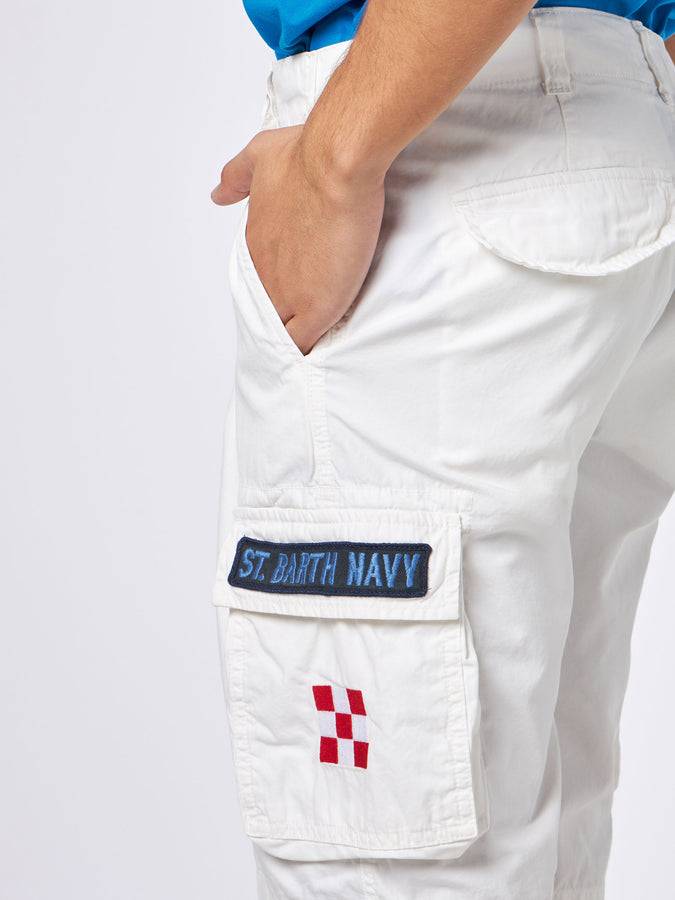 Mc2 Saint Barth Pantaloncini Cargo Da Uomo In Cotone Bianco