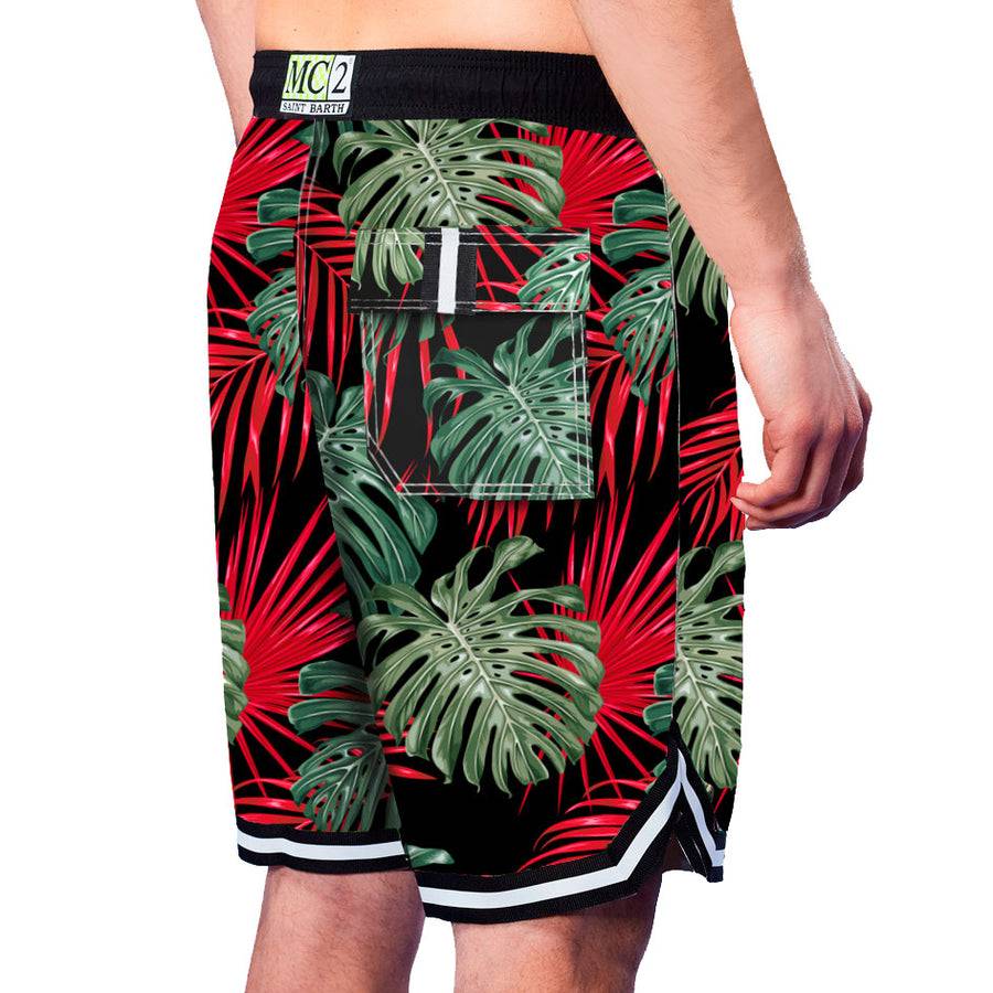 Mc2 Saint Barth Pantaloncini Da Bagno Con Stampa Tropicale Stile Surf