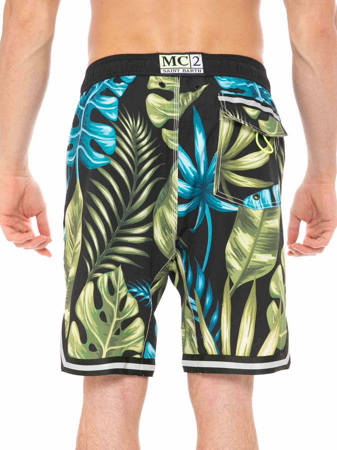 Mc2 Saint Barth Pantaloncini Da Bagno Con Stampa Tropicale Stile Surf
