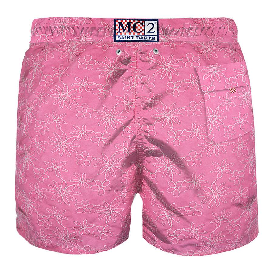 Mc2 Saint Barth Pantaloncini Da Bagno Rosa Ricamati