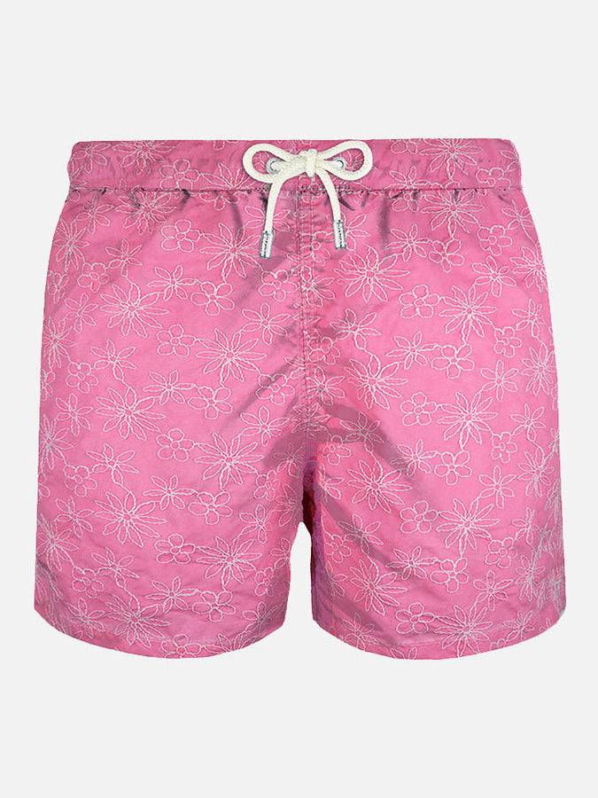 Mc2 Saint Barth Pantaloncini da bagno rosa ricamati