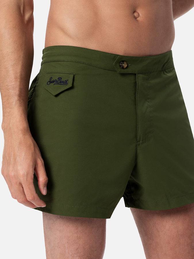 Mc2 Saint Barth Pantaloncini Da Bagno Uomo Harrys Dal Taglio Aderente Verde Militare