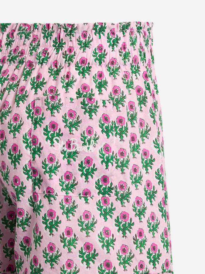 Mc2 Saint Barth Pantaloncini Da Bambina Ander P In Cotone Con Volant E Stampa A Fiori