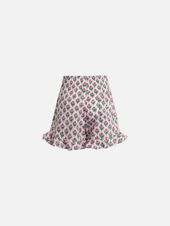 Mc2 Saint Barth Pantaloncini Da Bambina Ander P In Cotone Con Volant E Stampa A Fiori