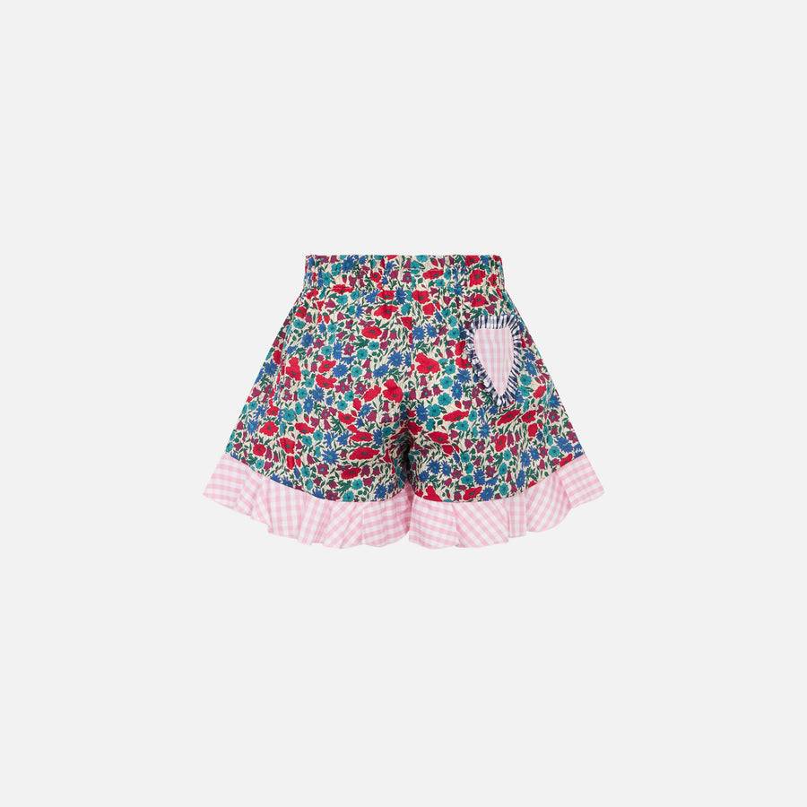 Mc2 Saint Barth Pantaloncini Da Bambina In Cotone Con Volant | Realizzato Con Tessuto Liberty