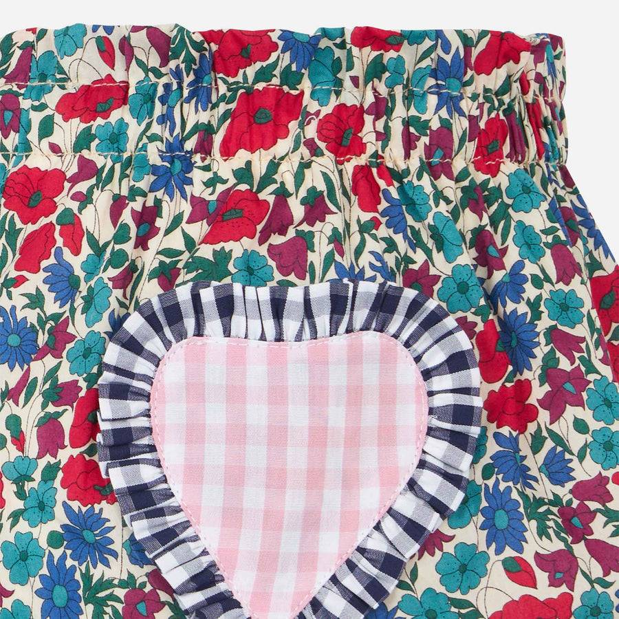 Mc2 Saint Barth Pantaloncini Da Bambina In Cotone Con Volant | Realizzato Con Tessuto Liberty