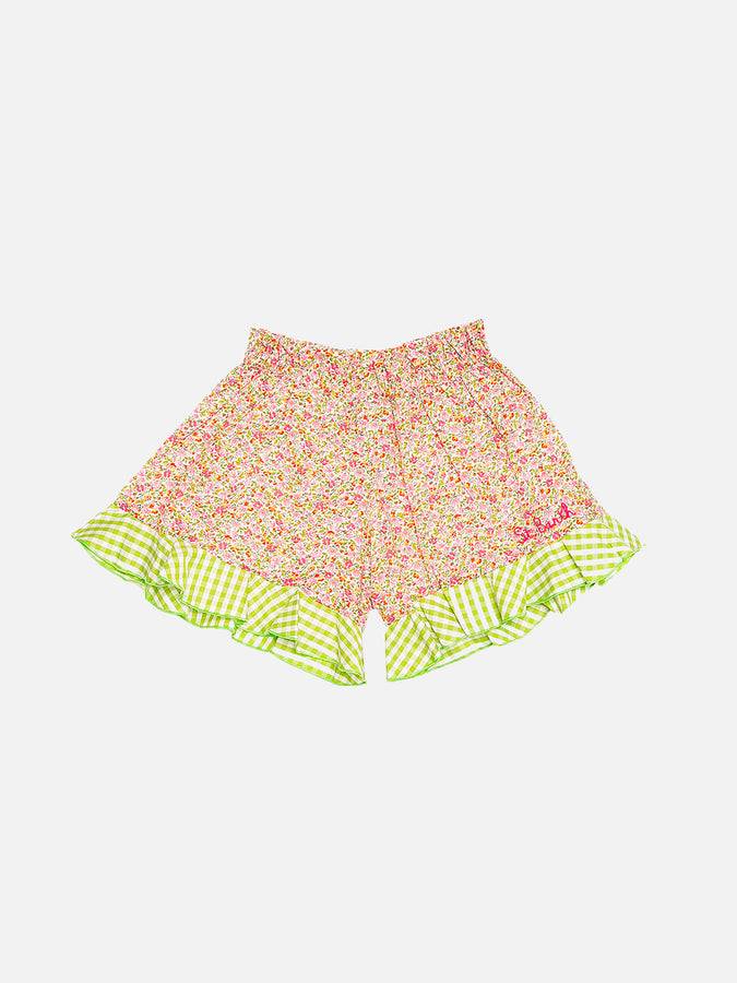 Mc2 Saint Barth Pantaloncini da bambina in cotone con volant | Realizzato con tessuto Liberty