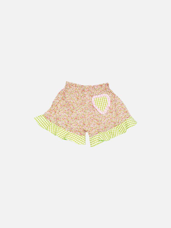 Mc2 Saint Barth Pantaloncini Da Bambina In Cotone Con Volant | Realizzato Con Tessuto Liberty