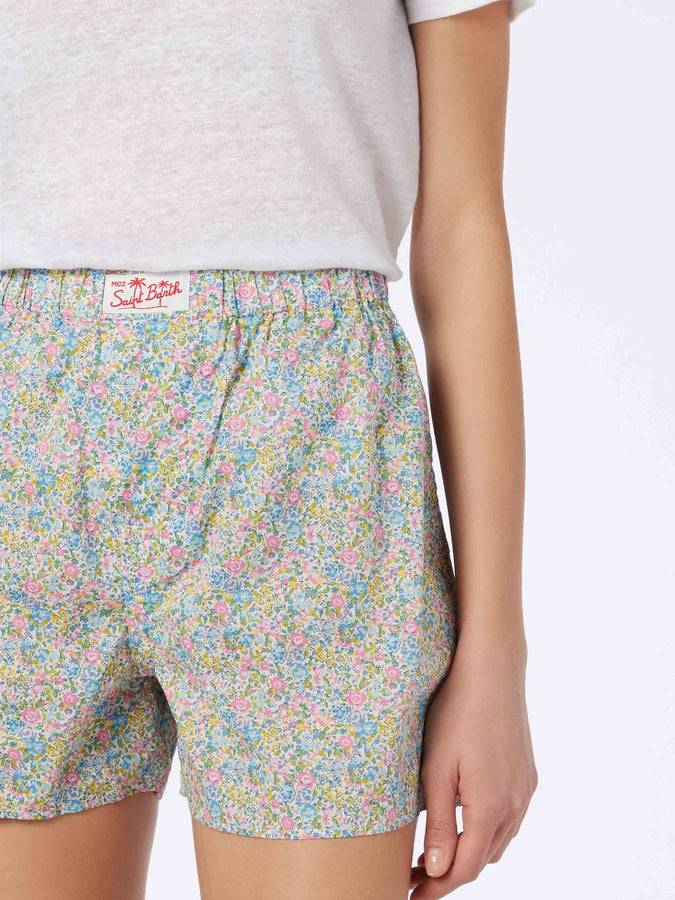 Mc2 Saint Barth Pantaloncini Da Donna Boxy In Cotone Stampa Emma & Georgina | REALIZZATO CON TESSUTO LIBERTY