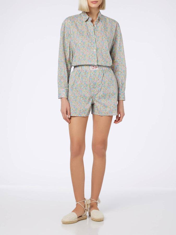 Mc2 Saint Barth Pantaloncini Da Donna Boxy In Cotone Stampa Emma & Georgina | REALIZZATO CON TESSUTO LIBERTY