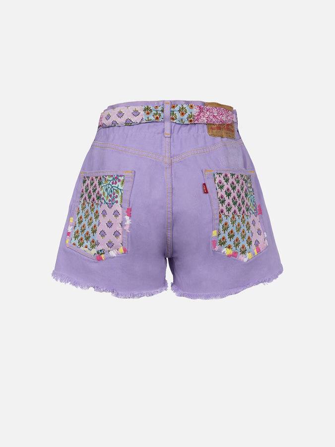 Mc2 Saint Barth Pantaloncini Da Donna In Denim Riciclatoo Con Toppe