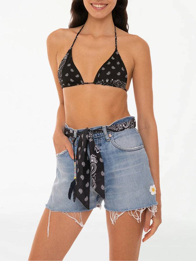 Mc2 Saint Barth Pantaloncini Da Donna In Denim Rigenerato Con Ricami