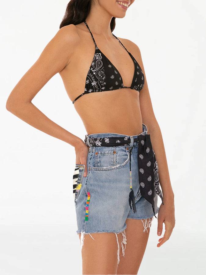 Mc2 Saint Barth Pantaloncini Da Donna In Denim Rigenerato Con Ricami