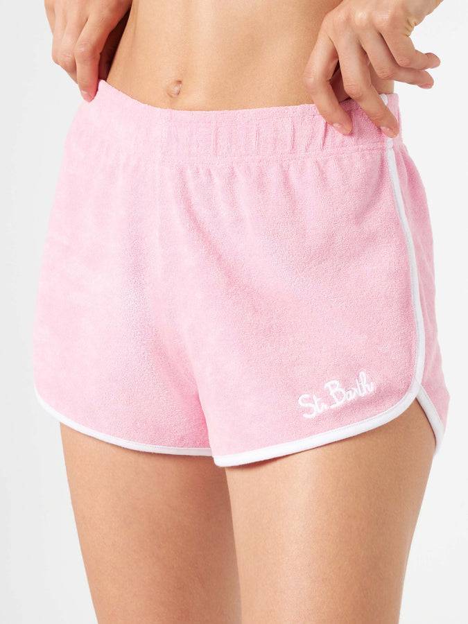 Mc2 Saint Barth Pantaloncini Da Donna In Spugna Rosa Con Piping | MELISSA SATTA EDIZIONE SPECIALE