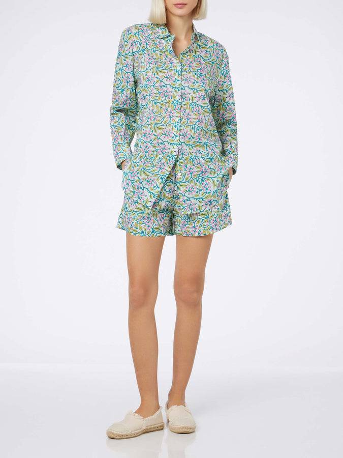 Mc2 Saint Barth Pantaloncini Da Donna Pull Up A Fiori In Cotone Meave