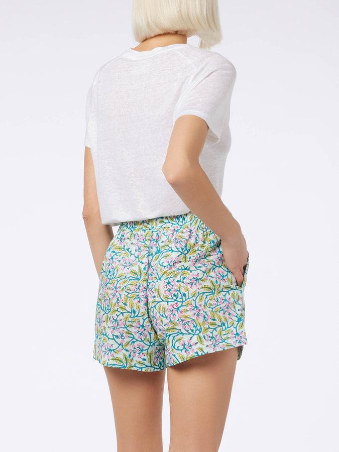 Mc2 Saint Barth Pantaloncini Da Donna Pull Up A Fiori In Cotone Meave