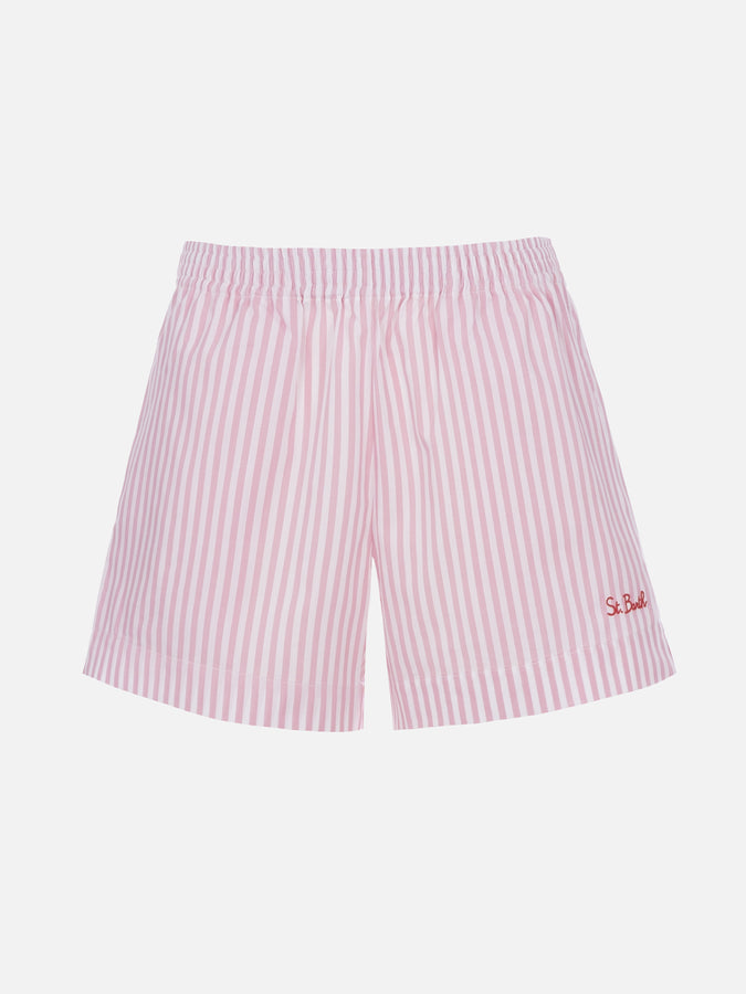 Mc2 Saint Barth Pantaloncini Da Donna Pull Up In Cotone Rigato Meave