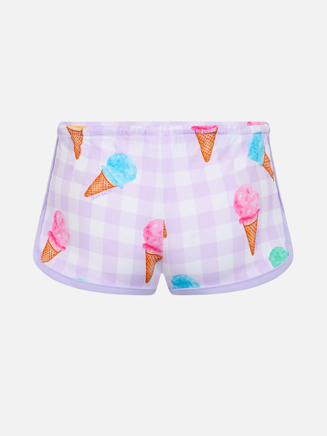Mc2 Saint Barth Pantaloncini Da Spiaggia Da Bambina Coco Con Stampa Gelati