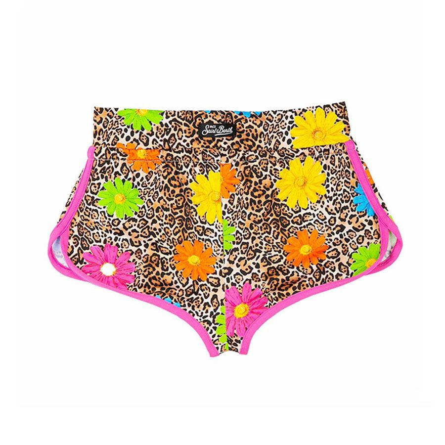 Mc2 Saint Barth Pantaloncini Da Spiaggia Da Bambina Con Stampa Margherita Smile
