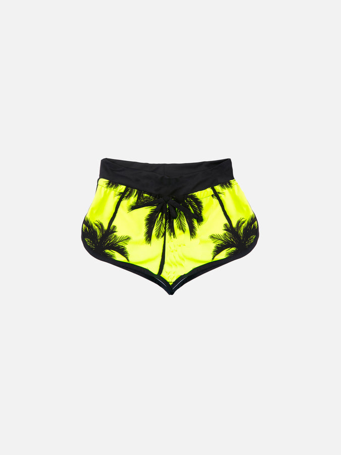 Mc2 Saint Barth Pantaloncini da spiaggia da bambina stampa palme fluo
