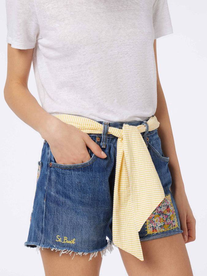 Mc2 Saint Barth Pantaloncini In Denim Da Donna Libby | REALIZZATO CON TESSUTO LIBERTY