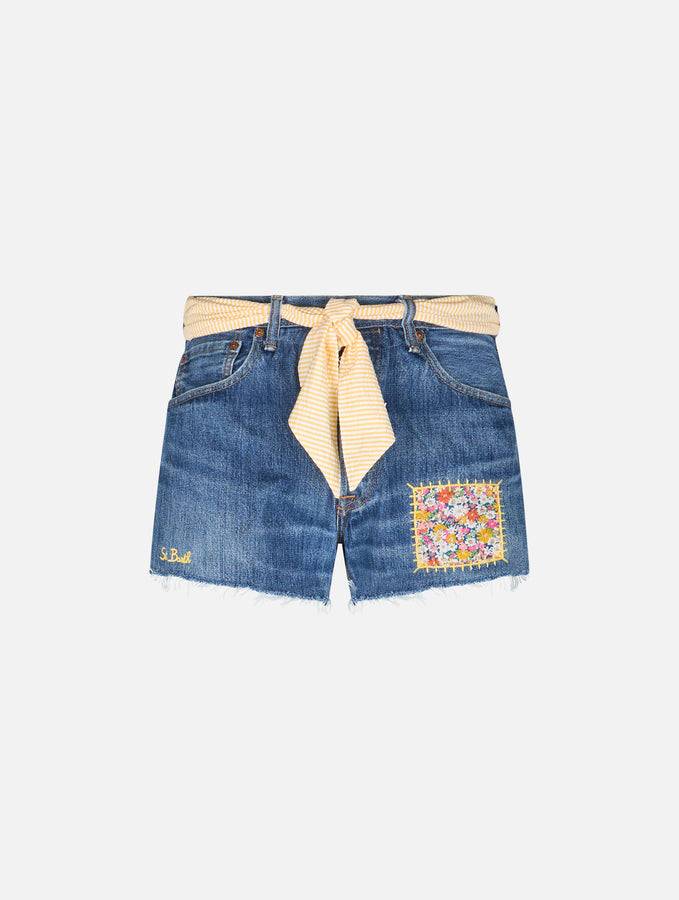 Mc2 Saint Barth Pantaloncini In Denim Da Donna Libby | REALIZZATO CON TESSUTO LIBERTY