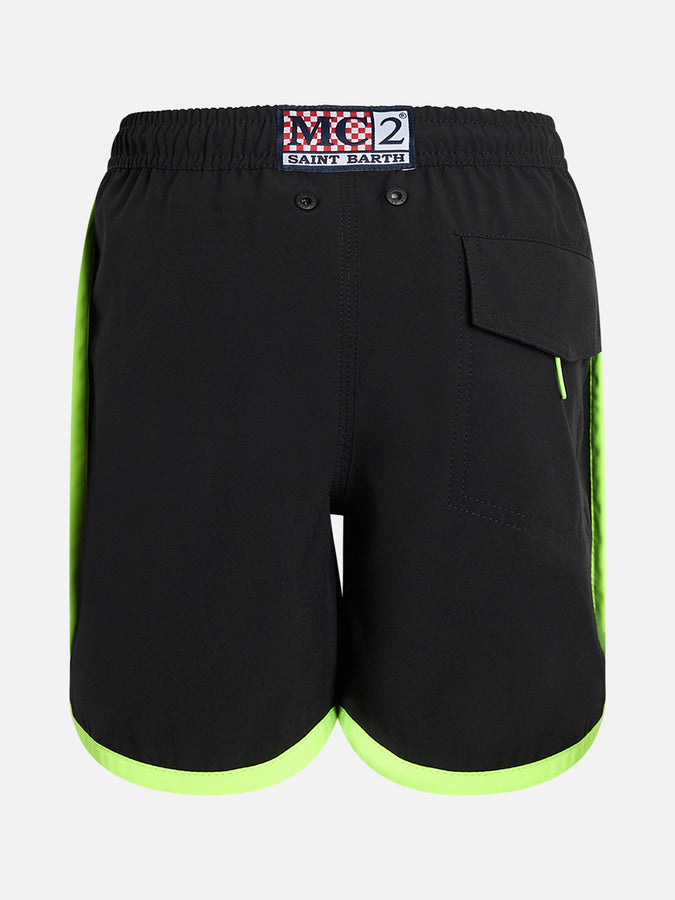 Mc2 Saint Barth Pantaloncino Da Bagno Lungo Color Nero Da Bambino Kyte Comfort Jr