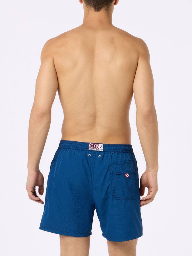 Mc2 Saint Barth Pantaloncino Mare Uomo In Seersucker Patmos